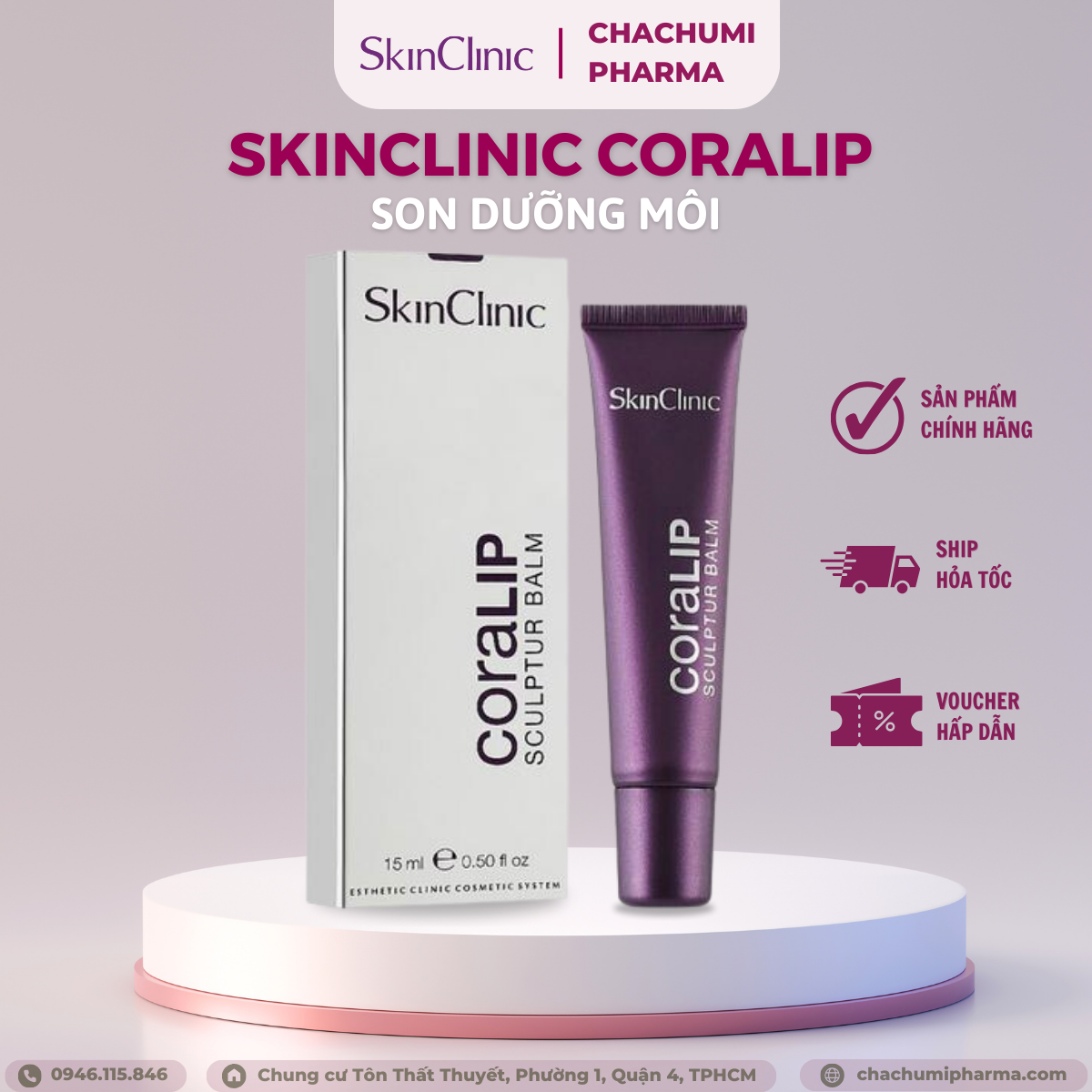 Son dưỡng môi Skinclinic Coralip Sculptur Balm 15ml