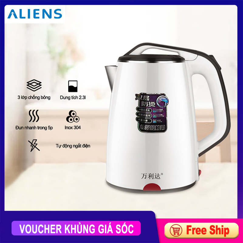 Bình đun nước siêu tốc thông minh, có chế độ giữ nhiệt 24h và tự ngắt, dung tích lơn 2.3lít