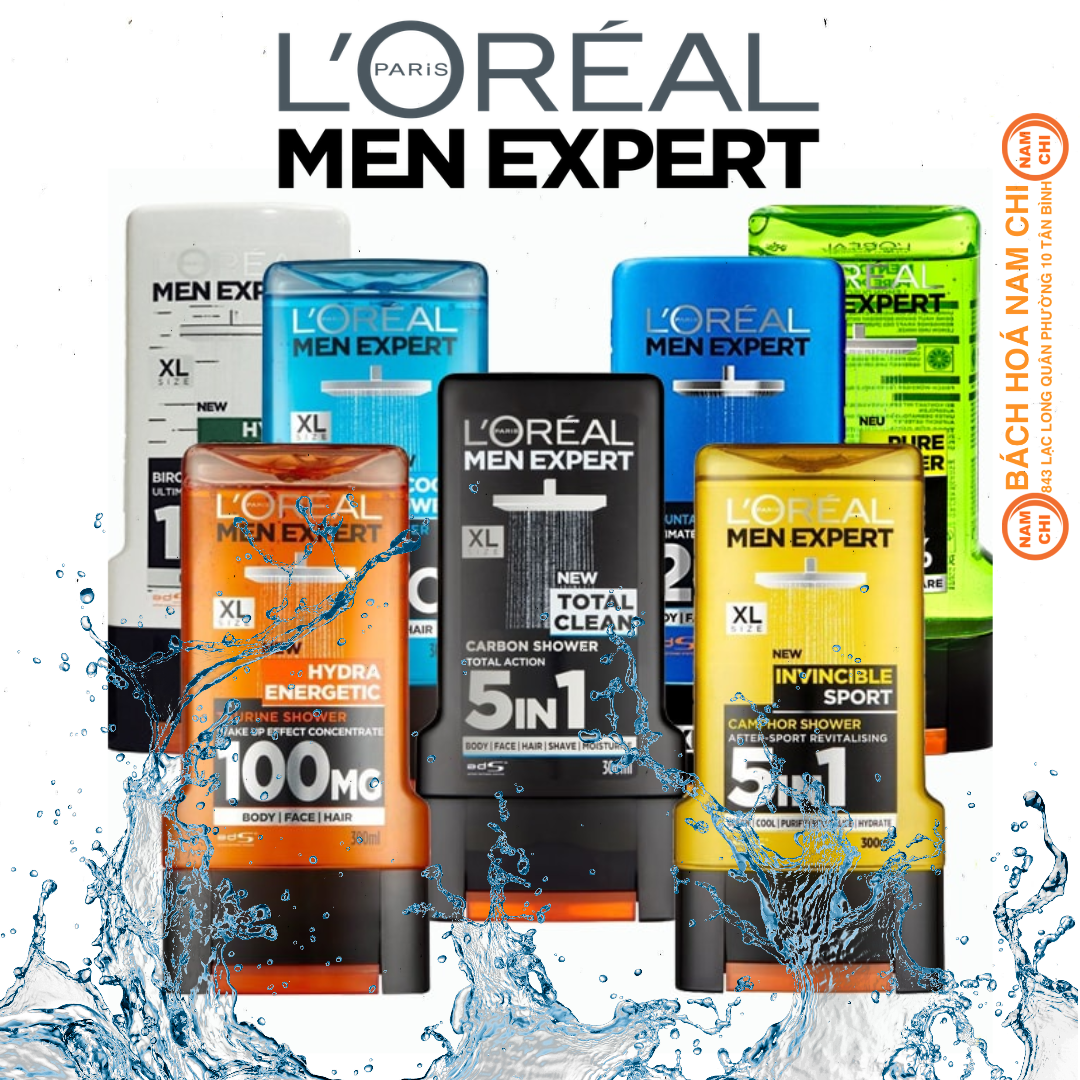 [CHAI 300ML] Sữa Tắm Gội 5in1 LOREAL MEN EXPERT 300ML Cực Sảng Khoái Dành Cho Nam - Pháp