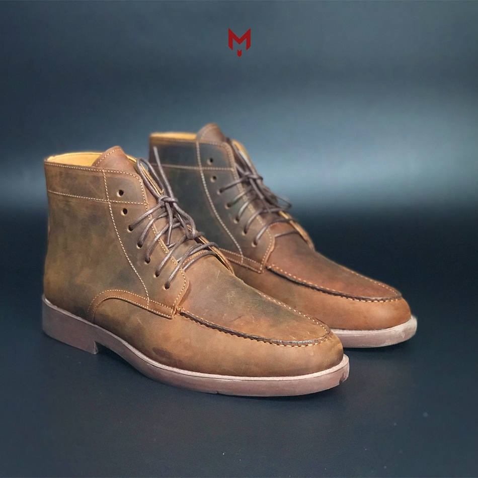 Giày cao cổ nam MAD Moctoe Boots da bò sáp ngựa điên cao cấp thời trang vintager phong cách bụi