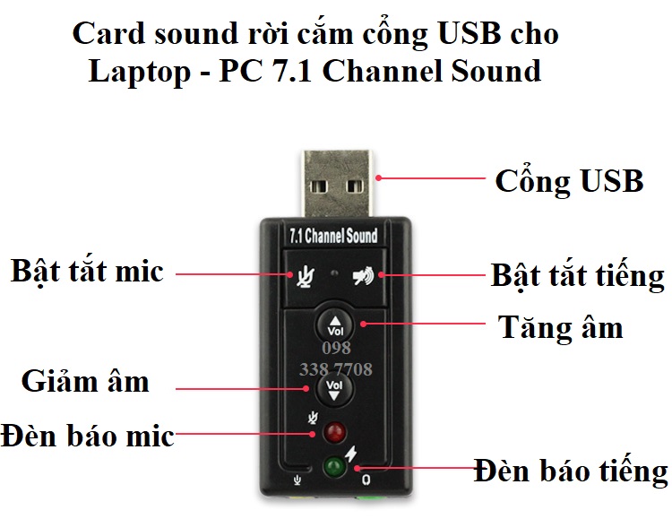 Card sound rời cắm cổng USB âm thanh SOUND 7.1 Cho Máy Tính Và Laptop bị hỏng hoặc lỗi, hỏng sound card