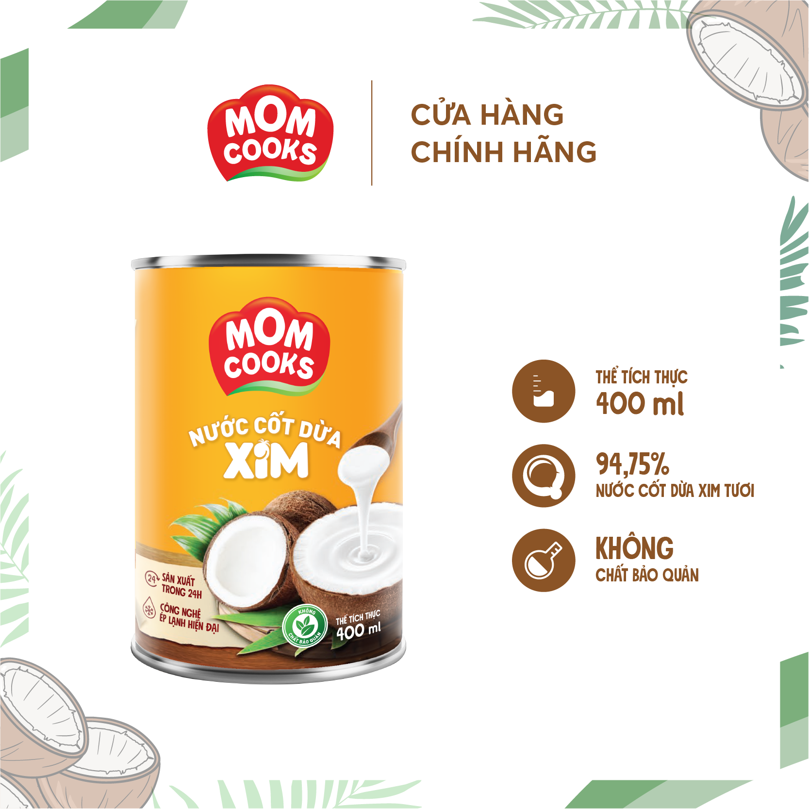 Nước cốt dừa mom cooks 400ml/lon
