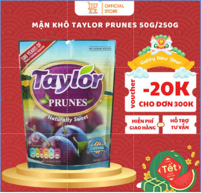 [FREESHIP]MẬN KHÔ THIÊN NHIÊN HIỆU TAYLOR 250GR, Mận hỗ trợ và ngăn ngừa tình trạng táo bón ở trẻ em và mẹ bầu, thanh nhiệt, giải độc, làm mau lành vết thương, hỗ trợ hệ tiêu hoá, làm đẹp da.