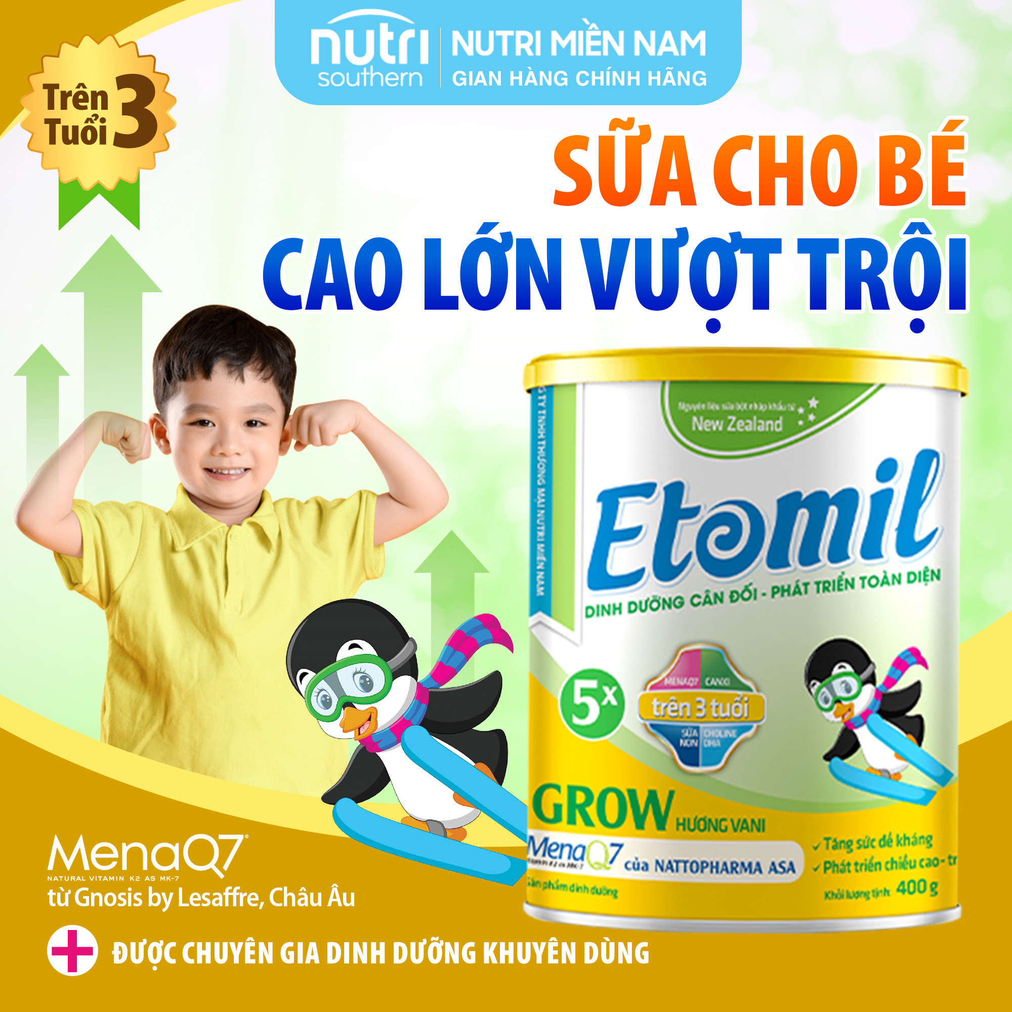 Sữa Tăng Chiều Cao Cho Bé Từ 3 Tuổi ETOMIL 5X GROW Hộp 700g - Giúp Bé Tăng Cường Phát Triển Chiều Ca