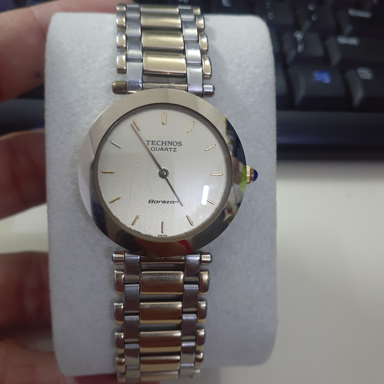 Đồng hồ nữ Technos Borazon thụy sỹ demi vàng 2 kim chuẩn hãng second hand