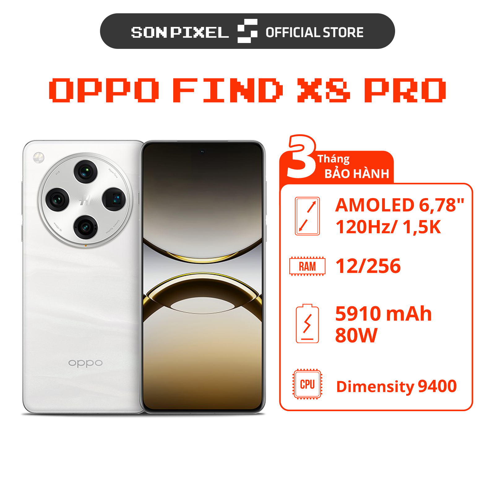 Điện Thoại OPPO Find X8 Pro, Chip Dimensity 9400, Pin 5910mAh, Camera Đỉnh Cao. SonPixel