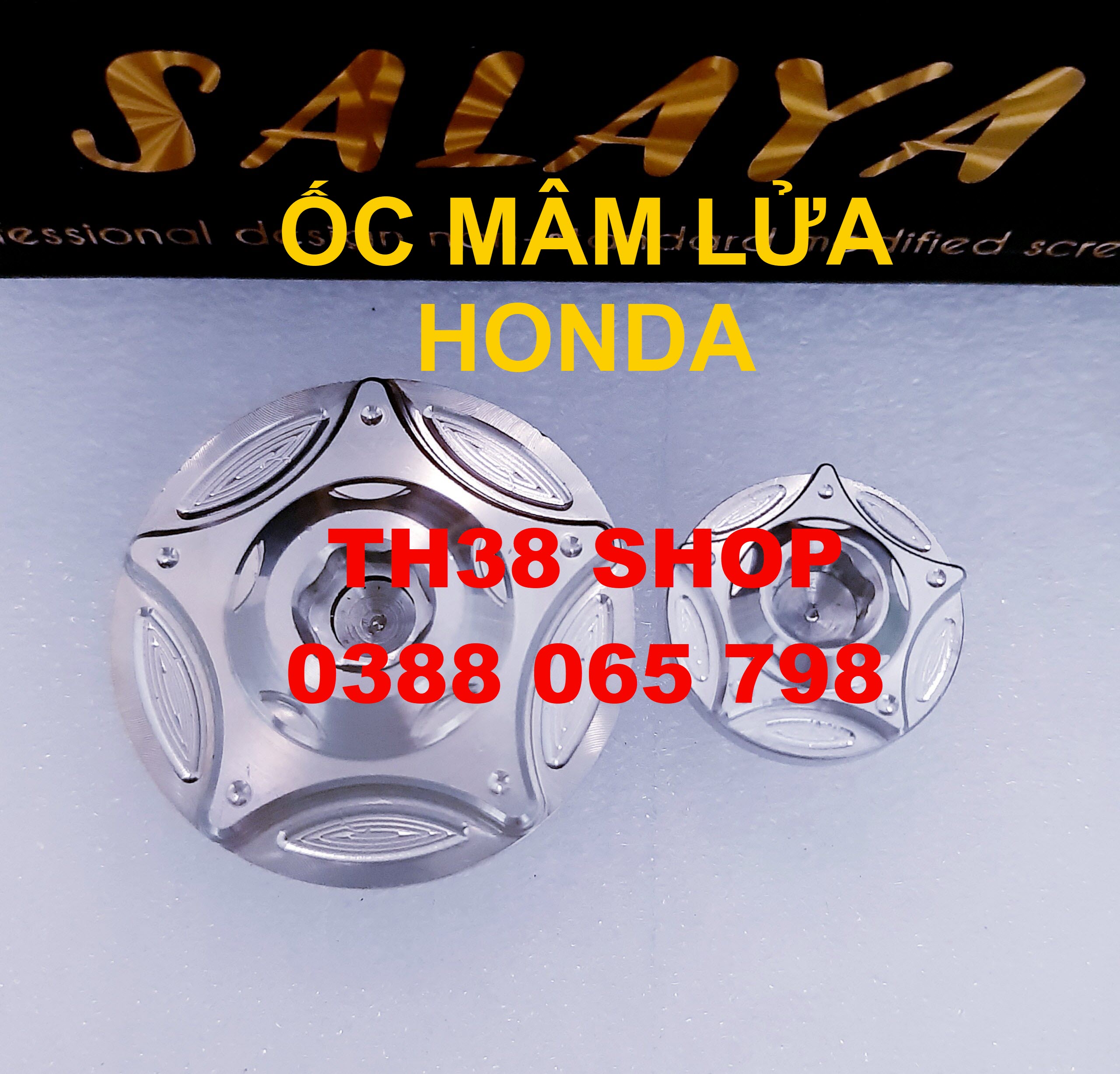 Ốc mâm lửa salaya inox [mẫu ngôi sao dành cho honda, yamaha, satria phân loại bên dưới]