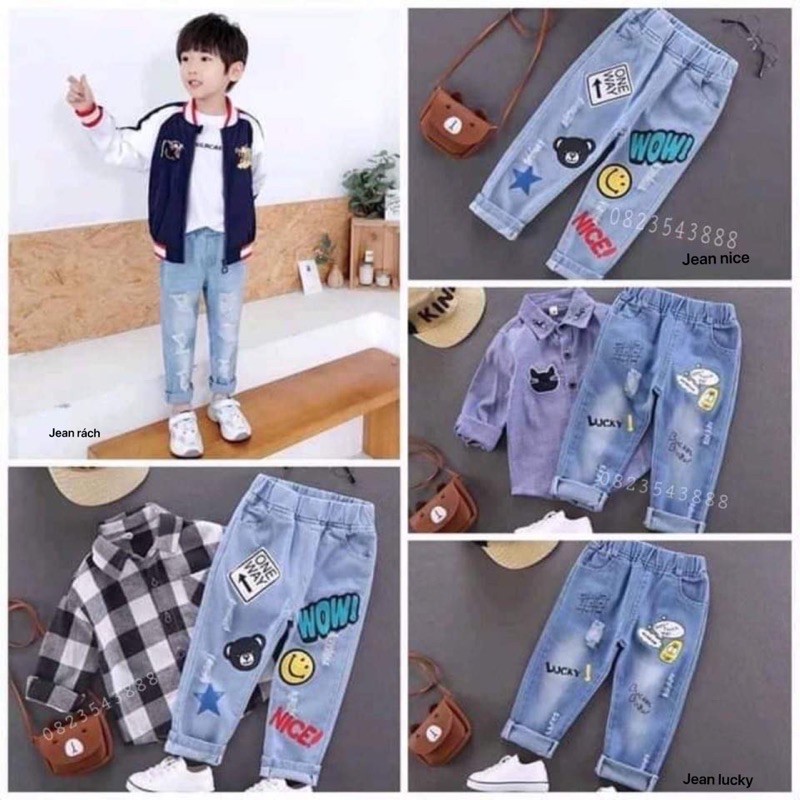 quần jean phong cách Hàn Quốc cho bé trai, bé gái size 10-33kg