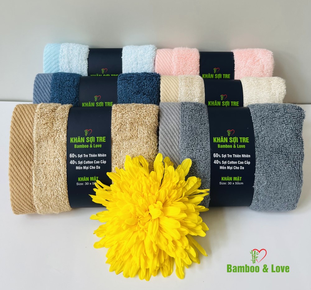 Khăn mặt sợi tre cao cấp Bamboo&love 30x50cm