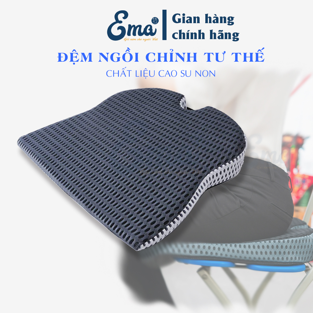 Đệm ngồi ghế văn phòng chống đau lưng Ema giúp giảm đau, gù lưng, đau xương cụt cho dân văn phòng, lái xe, học sinh, phụ nữ sau sinh