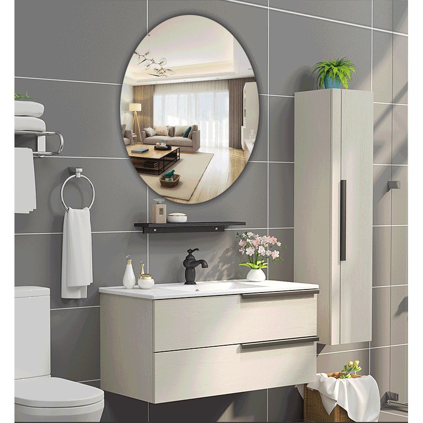 Gương Dán Tường 3D Hình Bầu Dục Gương Decal Dán Tường , Gương Dẻo Dán Tường Tự Dính Tường Cho Phòng Khách Phòng Ngủ Gương Acylic Dán Tường, An Toàn, Không Vỡ Gương Soi Rõ Nét