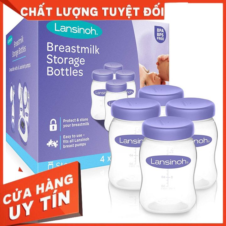 [HCM]Bình Trữ Sữa Lansinoh Có Thể Gắn Núm Dung Tích160ml - 1 Bình
