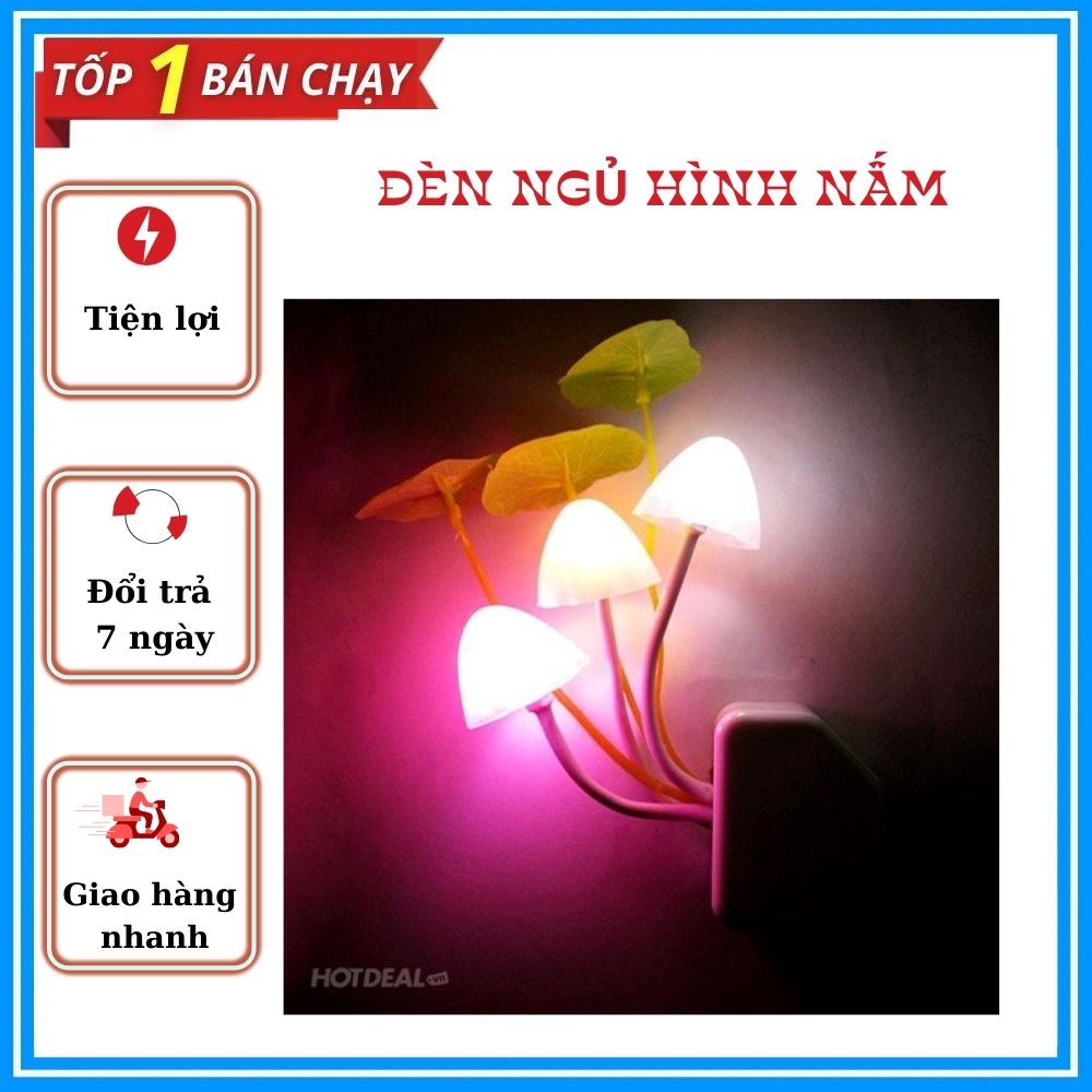 Đèn ngủ avatar hình nấm cảm ứng ánh sáng đổi màu