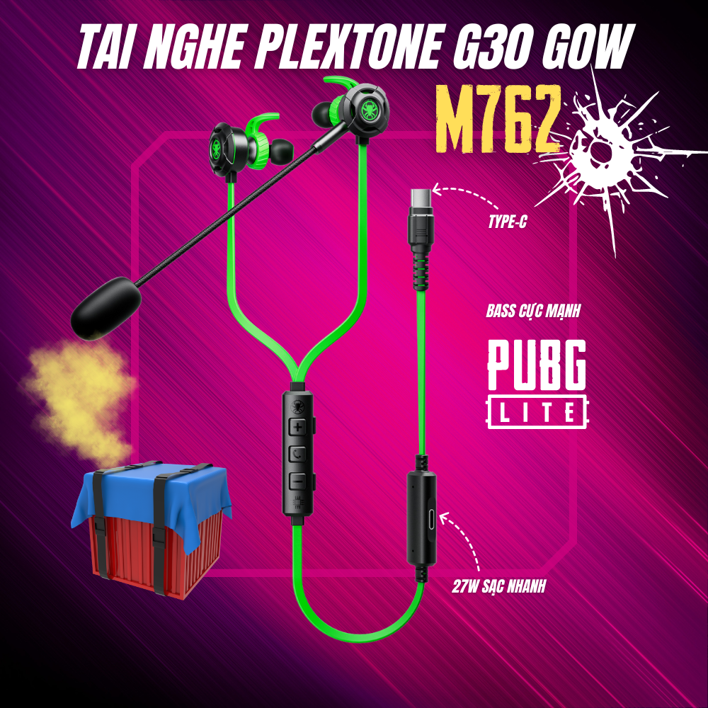 Tai nghe plextone G30 GOW M762 typeC, tích hợp cổng sạc nhanh 27W, vừa nghe vừa sạc