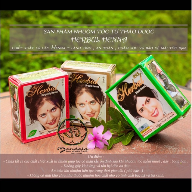 Bột Nhuộm Tóc Thảo Dược Henna Herbul Ấn Độ Nhập Khẩu Chính Hãng