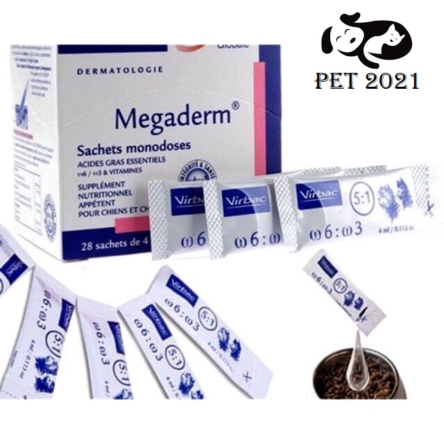 Gel dinh dưỡng virbac megaderm 4ml giúp khỏe da, mượt lông và giảm ngứa cho chó mèo