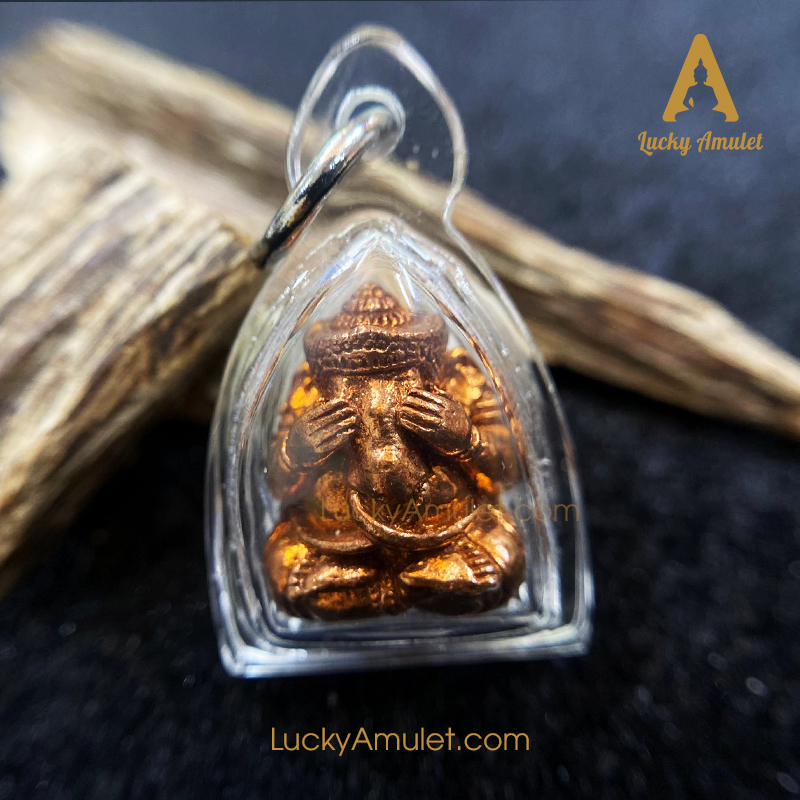 Lucky Amulet - Phật hộ mệnh - Amulet Thần voi - Luang Pu Hong - Cầu bình an và tài lộc - Tặng kèm hộp gỗ