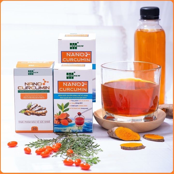 Combo Nano Curcumin OIC (Mua 2l 50ml tặng 1lọ 30 viên) hỗ trợ điều trị viêm loét dạ dày, viêm loét hành tá tràng, trào ngược