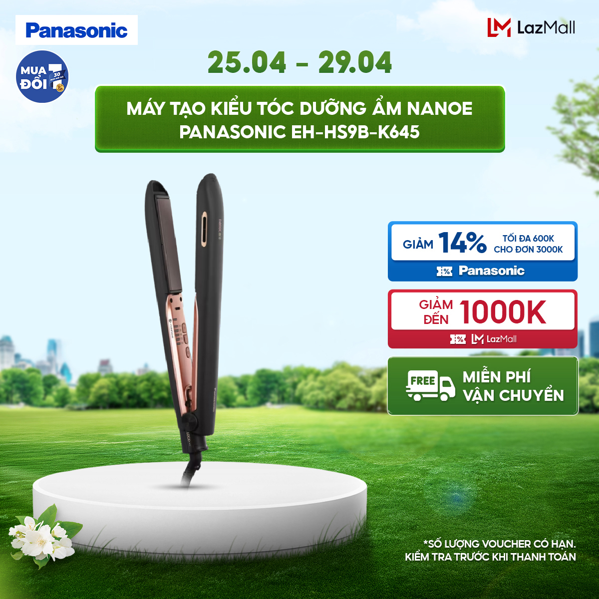 [Chính hãng] Máy tạo kiểu tóc dưỡng ẩm Nanoe Panasonic EH-HS9B-K645 - Cải thiện khô xơ tóc, tạo kiểu nhanh chóng  giữ nếp lâu chuẩn salon