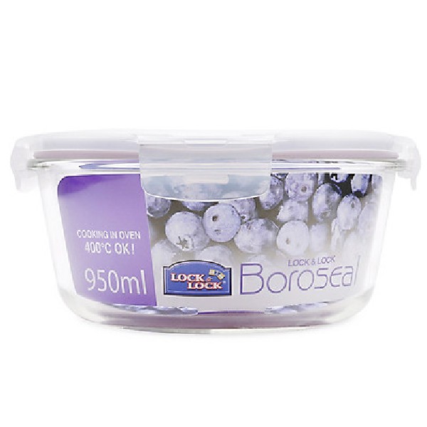 Hộp thủy tinh tròn chịu nhiệt LocknLock 950ml Có Ron Chống Tràn - Hộp đựng thực phẩm sử dụng an toàn trong lò vi sóng
