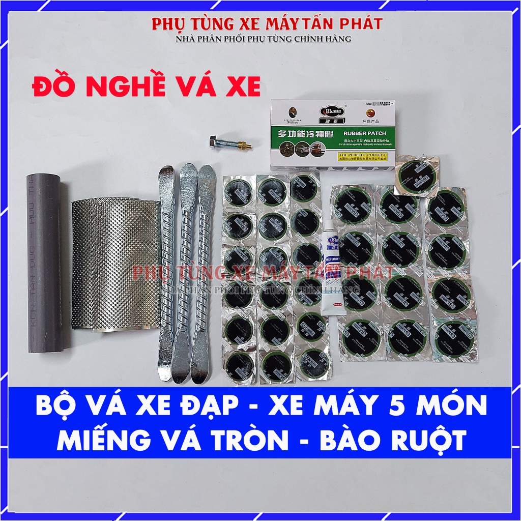 Bộ vá ruột - săm xe máy xe đạp 5 món
