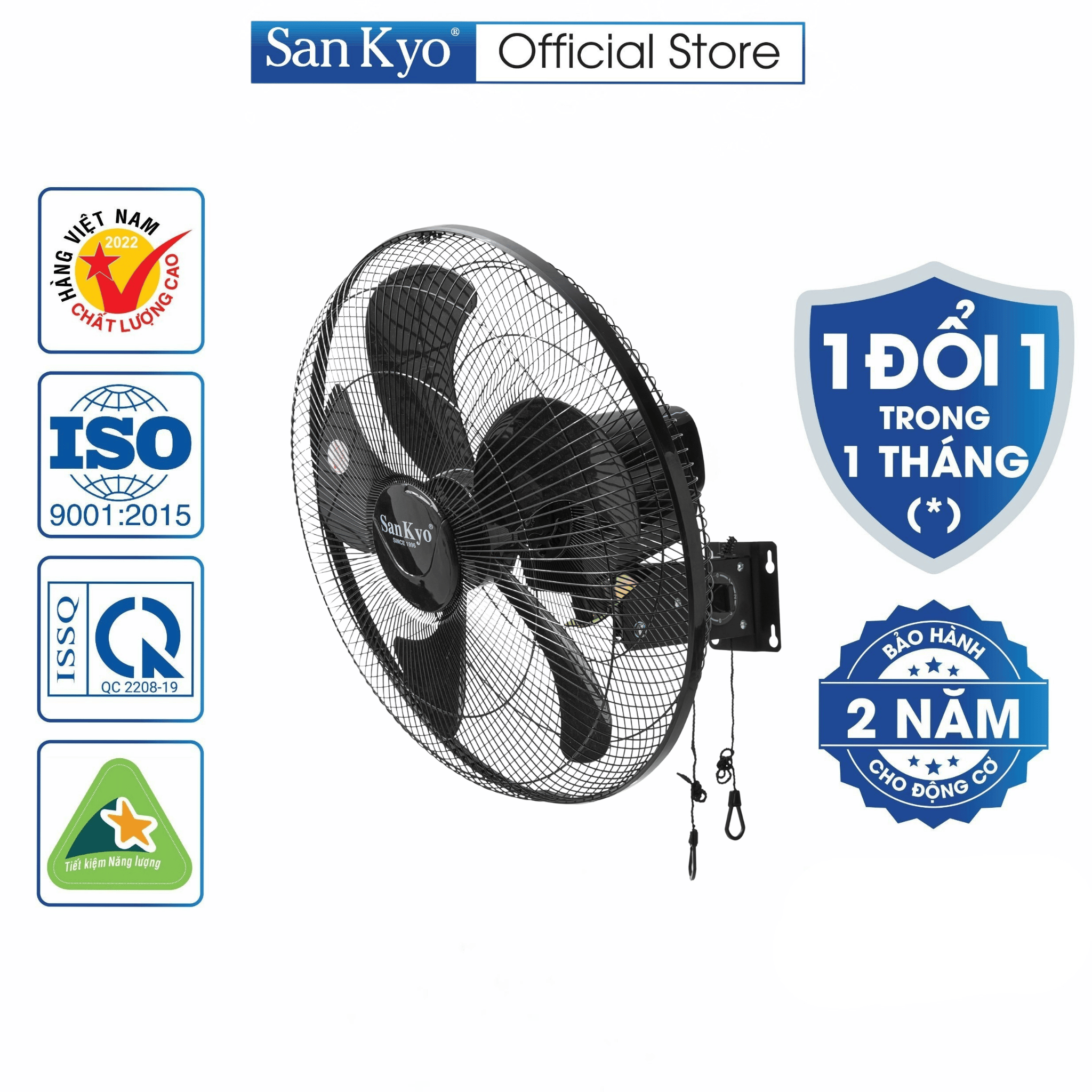 Quạt Treo Tường Công Nghiệp B5 2 Dây Sankyo - Động Cơ Motor Dây Đồng - Cỡ Lớn 18 Inch