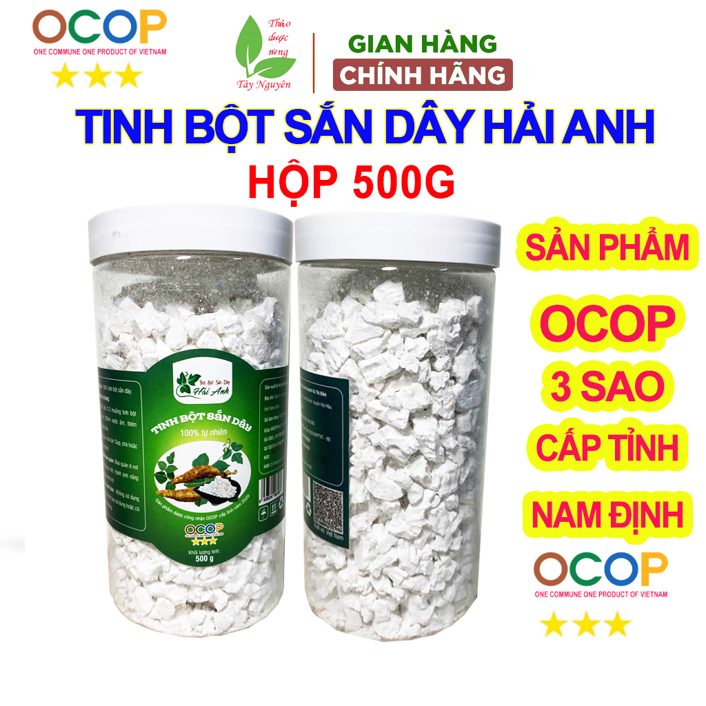  OCOP tinh bột sắn dây Hải Anh  hộp 500g  bột sắn dây đạt chuẩn OCOP tỉnh Nam Định đồ uống mát thanh nhiệt thơm ngon nguyên chất 