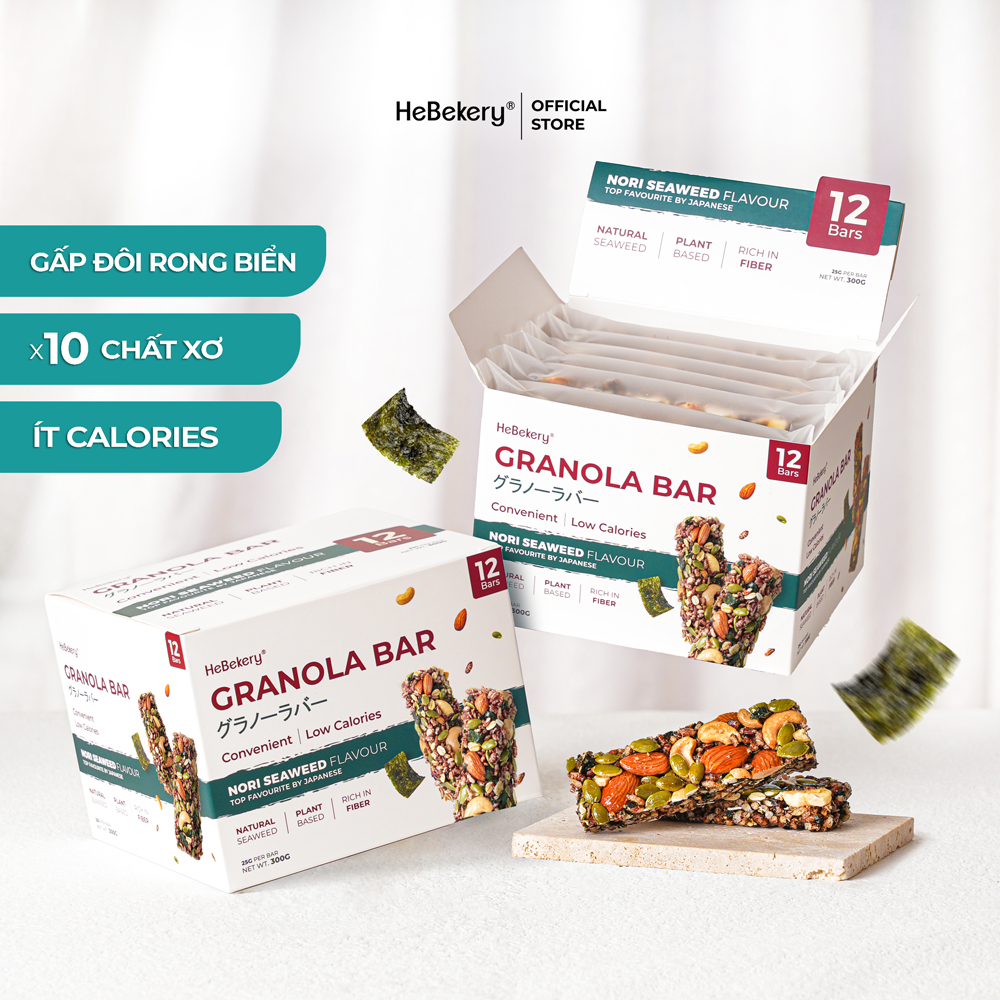 Thanh hạt dinh dưỡng rong biển nori nhật bản hebekery - nori granola bar rong biển ăn vặt healthy
