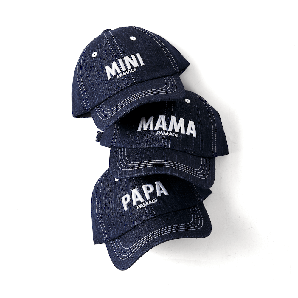 Nón lưỡi trai denim gia đình papa - mama - mini