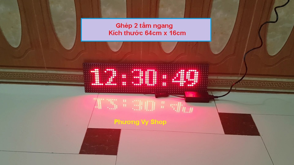 Đồng hồ Led Matrix, Led P10 siêu to khổng lồ - Ghép 2 tấm P10