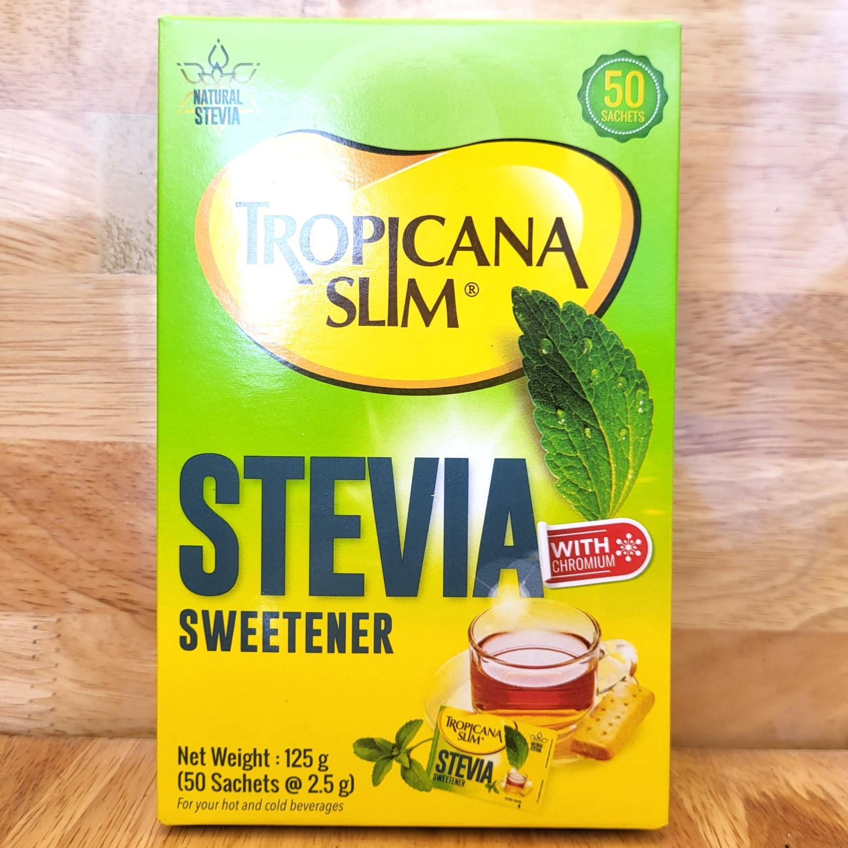 TROPICANA SLIM [Hộp STEVIA 125g / 50 gói] ĐƯỜNG KIÊNG LÁ CỎ NGỌT [INDONESIA] Sweetener Stevia (HALAL)