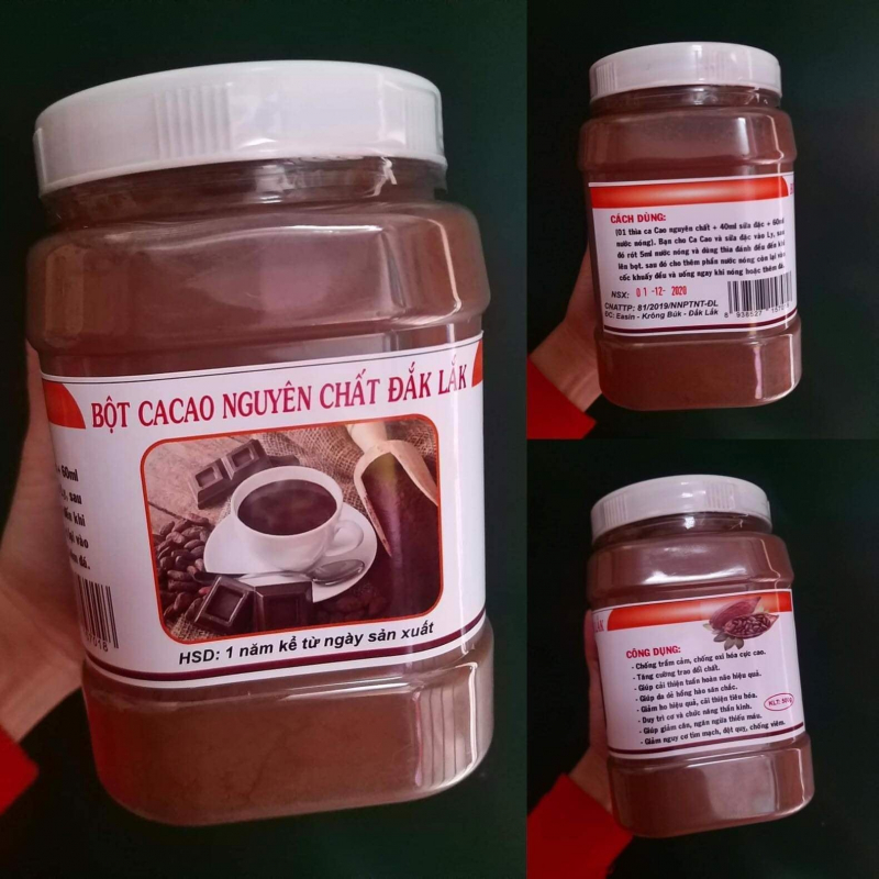 Hũ 500gr bột ca cao oragnic đăklăk nguyên chất không pha trộn
