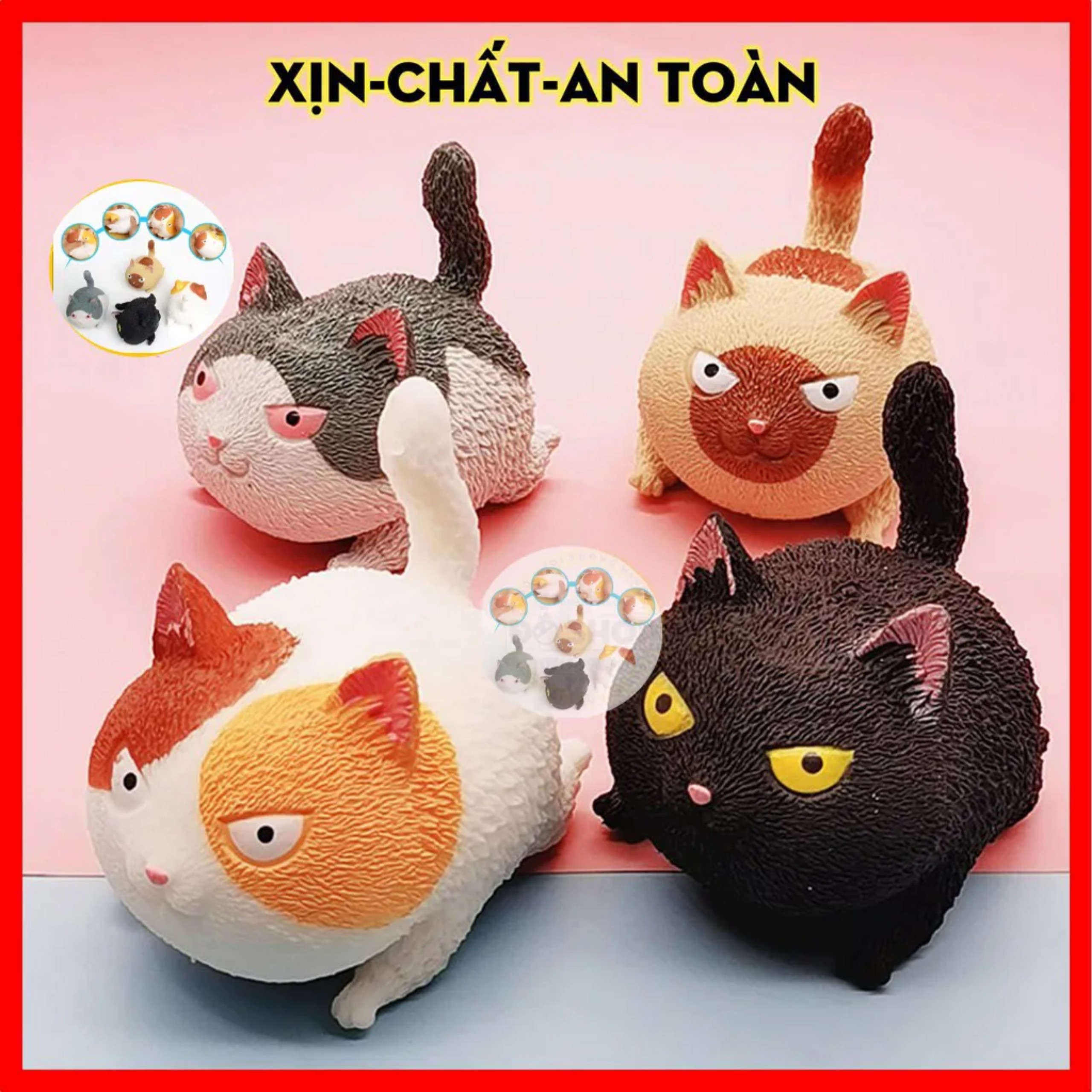 MÈO GIẬN GIỮ ĐỒ CHƠI CO GIÃN SILICONE DÙNG BÓP GIẢM STRESS