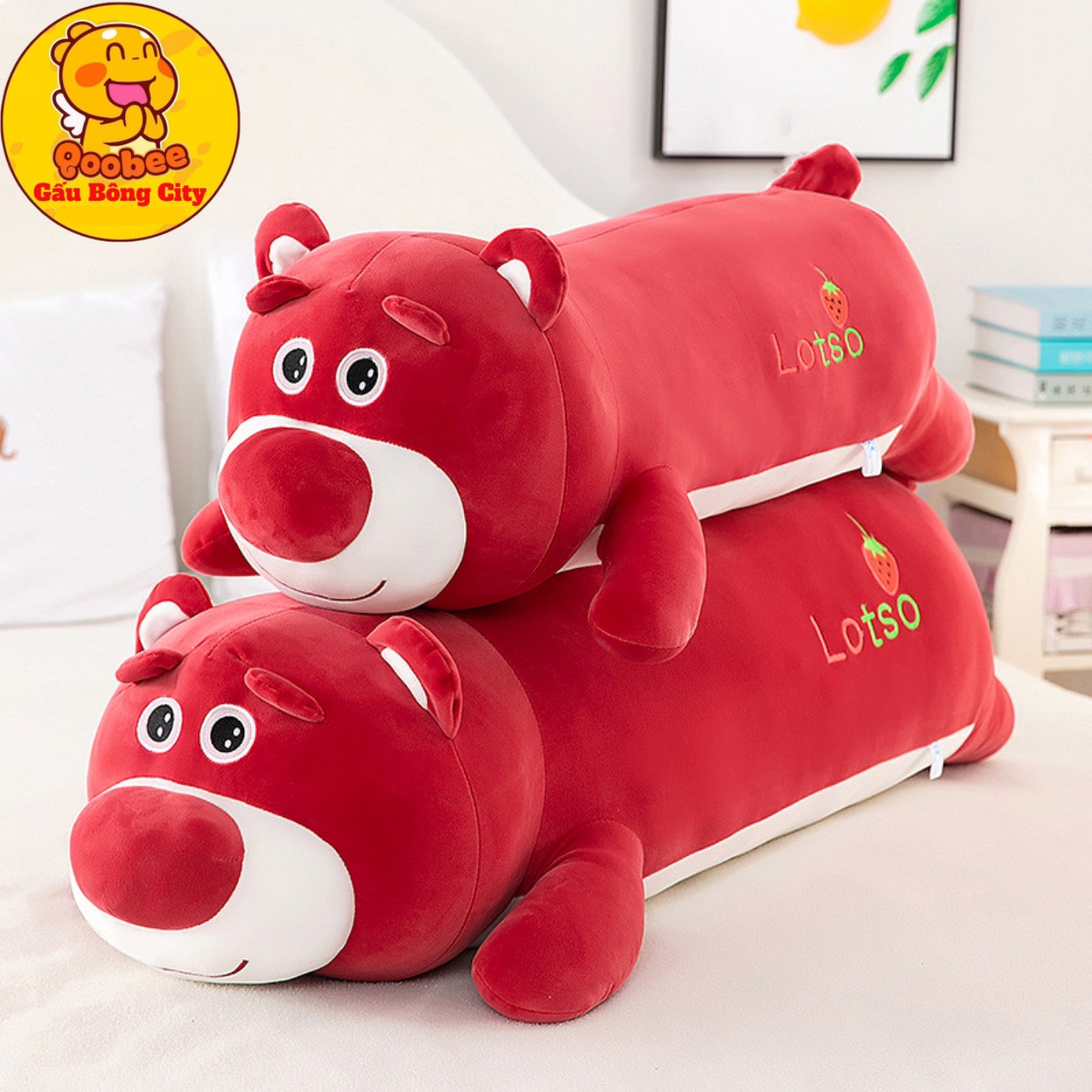 Gấu bông gối ôm lotso nằm - lotso nhồi bông cao cấp gấu bông city