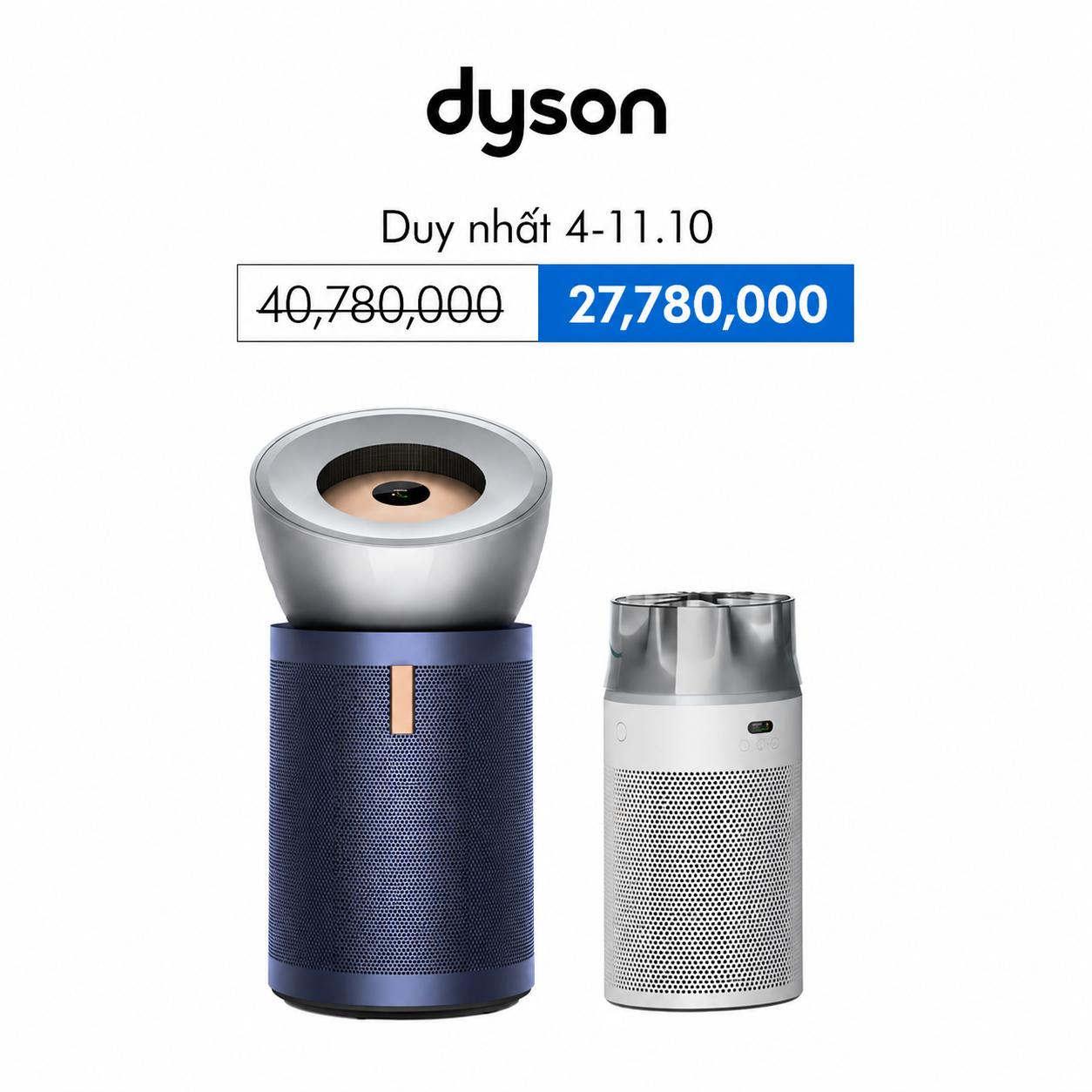 [17.8 Super Brand Day: Voucher 14% up to 3 Million] Dyson Purifier Big + Quiet Formaldehyde Bp03 Air Purifier + Hushjet Hj10 Compact Air Purifier (White/Silver)