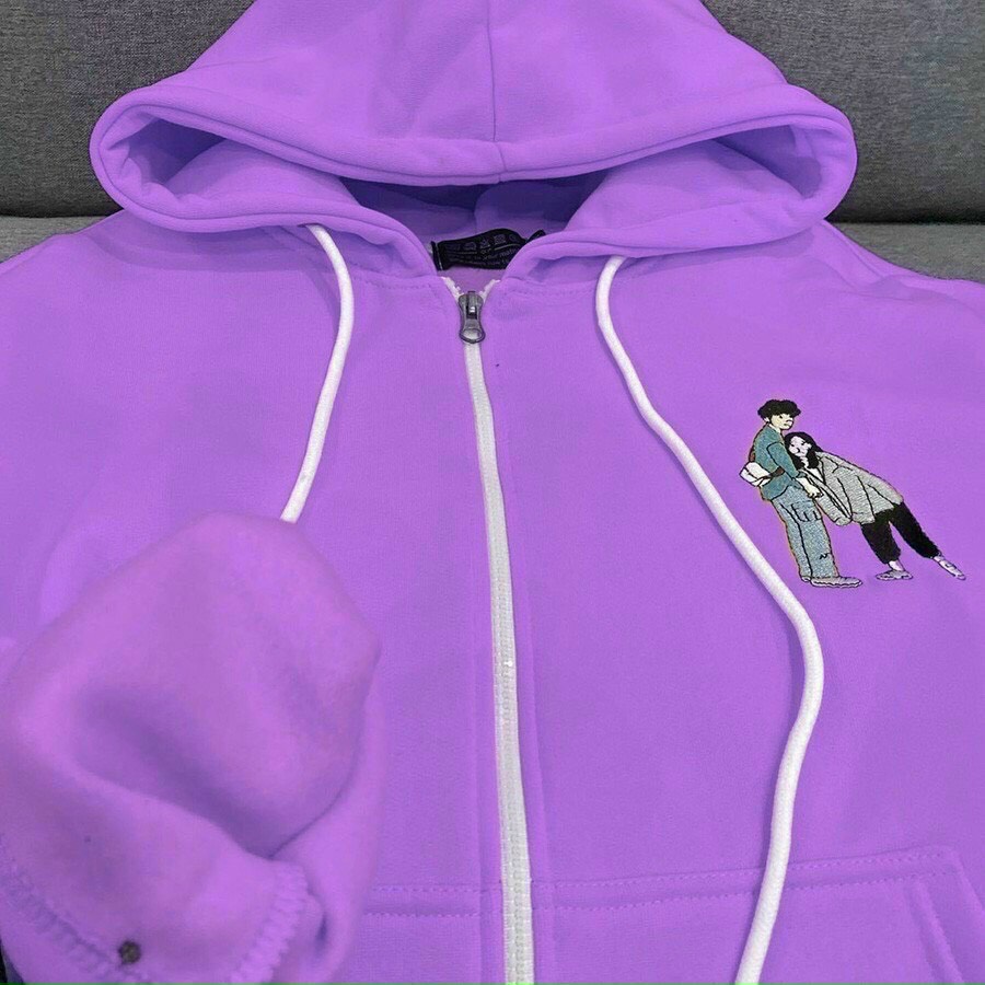 Áo hoodie khoác nỉ in cặp tinh nhân nhin muôn yêu nhau thêm thoi ạ