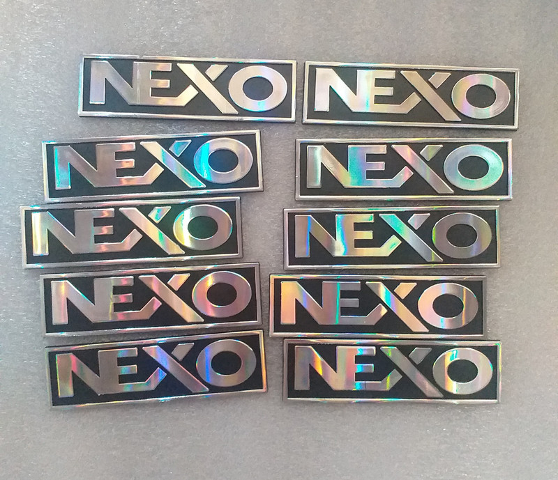 Tem dán thùng loa logo nexo - nhựa cứng - 9x2.5 cm