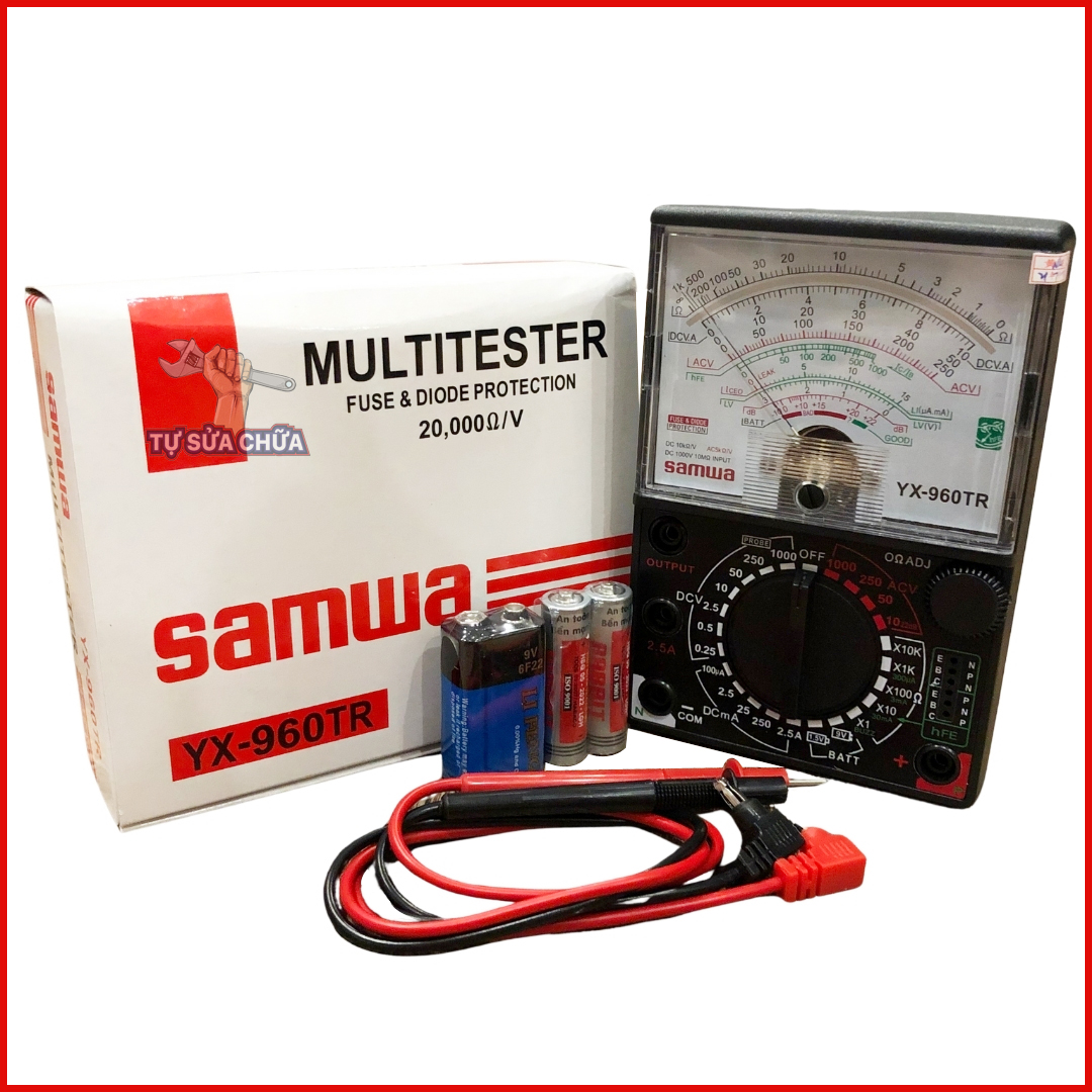 Đồng hồ vạn năng kim Samwa YX960-TR kèm pin chuyên đo điện trở, đo dòng DC AC, kiểm tra pin, đo tụ điện