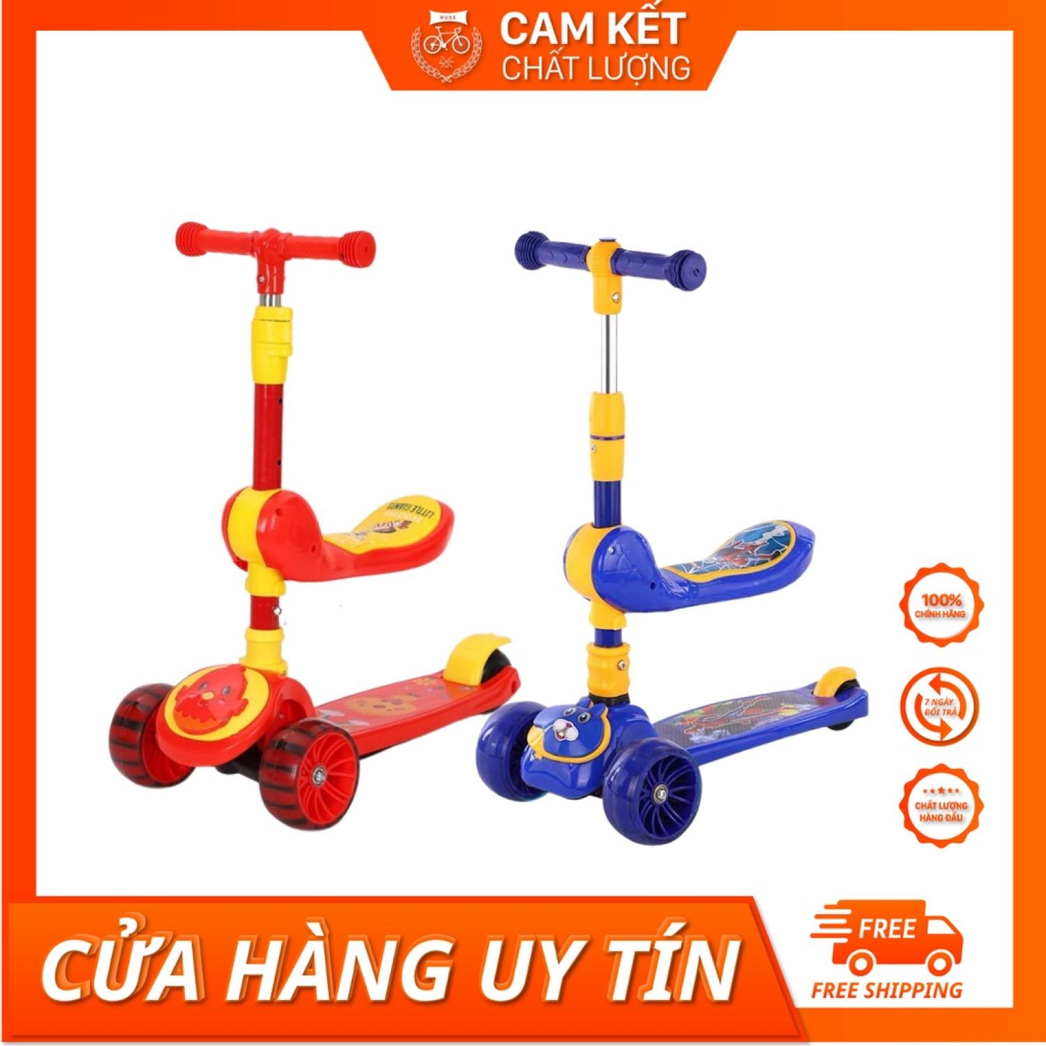Xe trượt cho bé . Xe trượt scooter cho bé trẻ em cao cấp có nhạc có đèn có ghế ngồi.