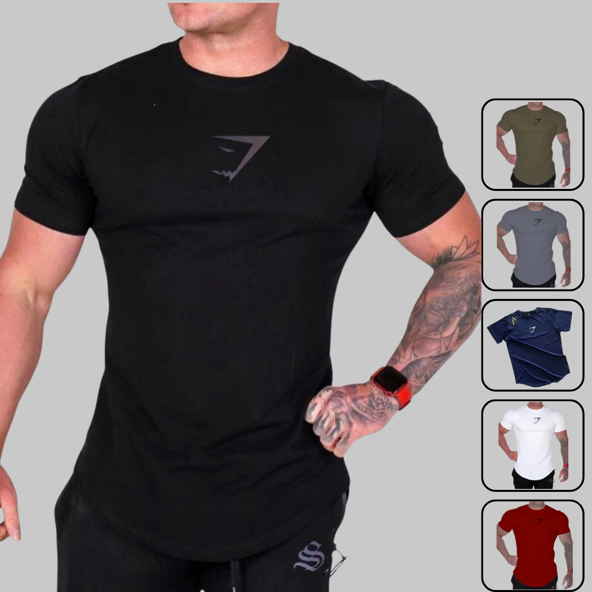 Áo Thun Body Tập Gym Nam Cổ Tròn Vạt Bầu, Thun Lạnh Co Dãn 4C Gs