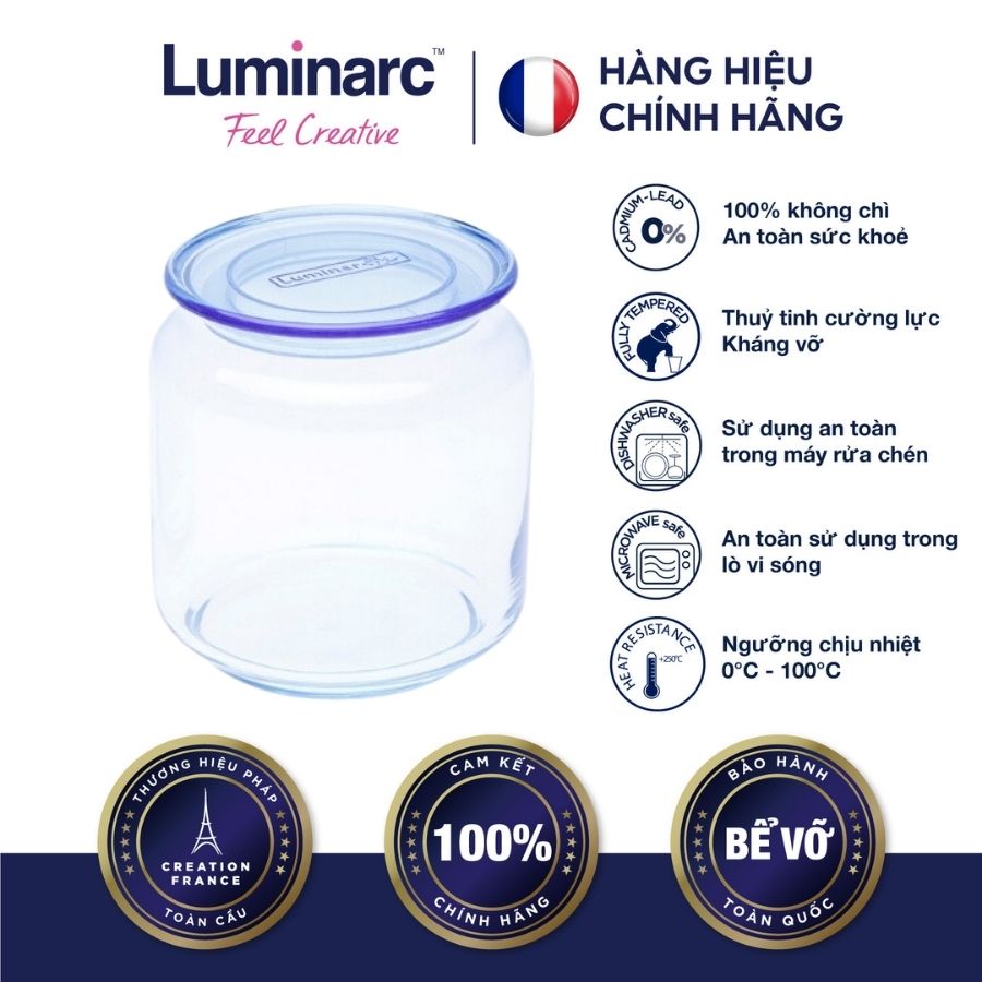 Bộ 3 Hũ Thuỷ Tinh Luminarc Rondo Blue 500ml- LUHUJ1848