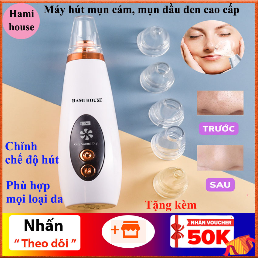 Máy hút mụn đầu đen mụn cám cao cấp dụng cụ làm sạch lỗ chân lông kèm 6 đầu hút siêu mạnh loại bỏ mụn và bã nhờn mẫu mới