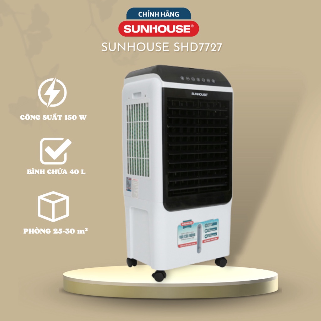 Shd7727 display row Sunhouse air conditioner fan 99% the cooling range of 25 - 30 square meters of Power 150W water tank 40 liters