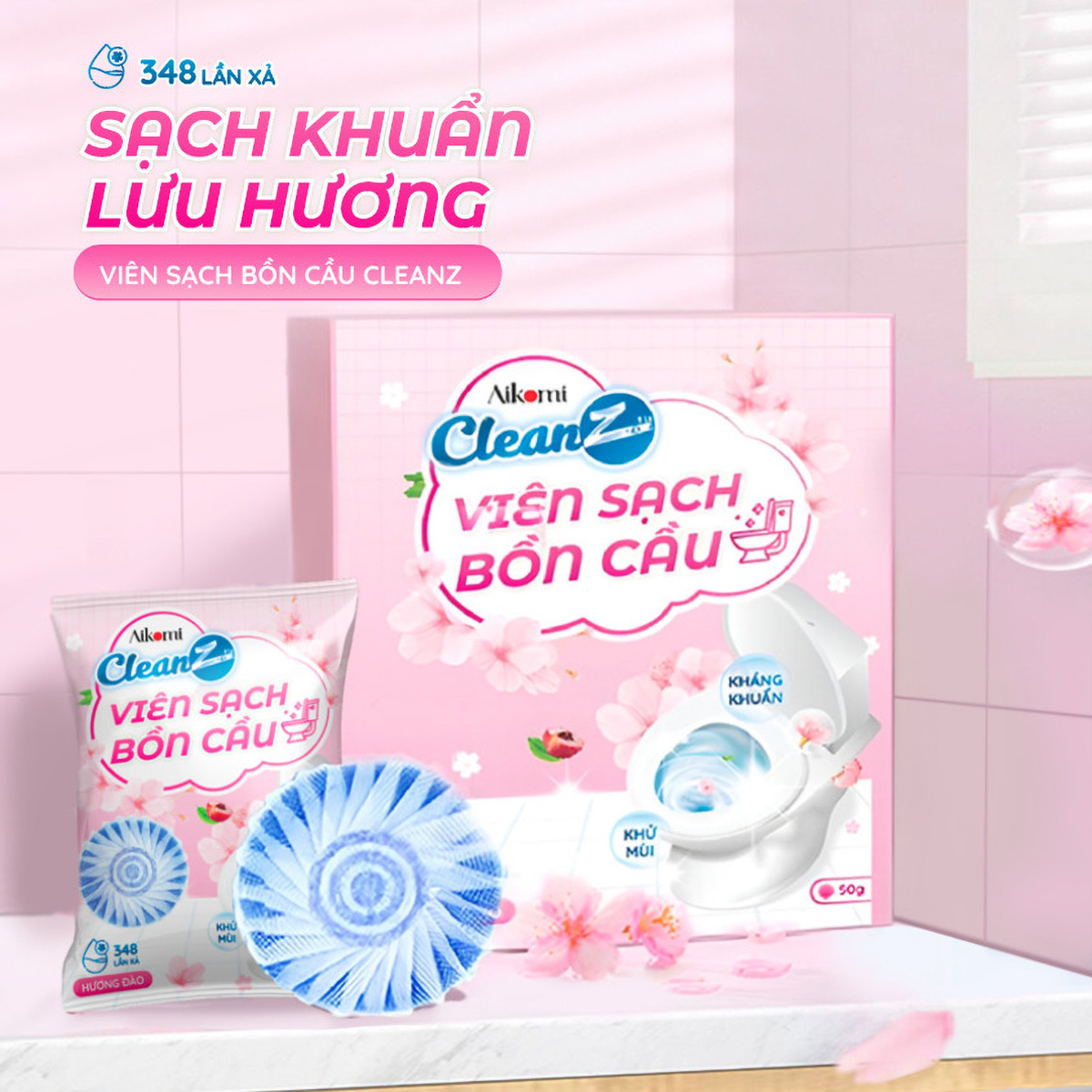 Viên Sạch Bồn Cầu CleanZ Viên Thả Bồn Cầu Khử Mùi Khử Khuẩn Làm Sạch Bồn Cầu Hương Đào Thơm Mát