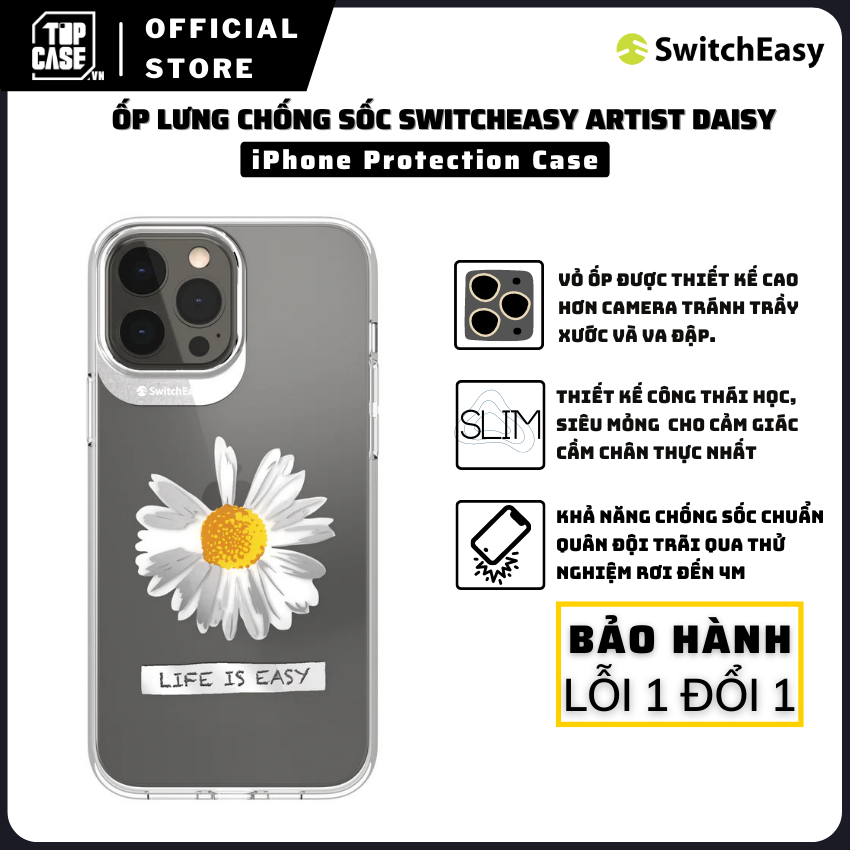 Ốp chống sốc iphone 13 pro max iphone 13 pro iphone 13 SWITCHEASY Artist Daisy TCS05 chống trầy xước, hỗ trợ sạc không dây, chống ố vàng, chống bụi bẩn, bảo vệ camera - Topcase VietNam