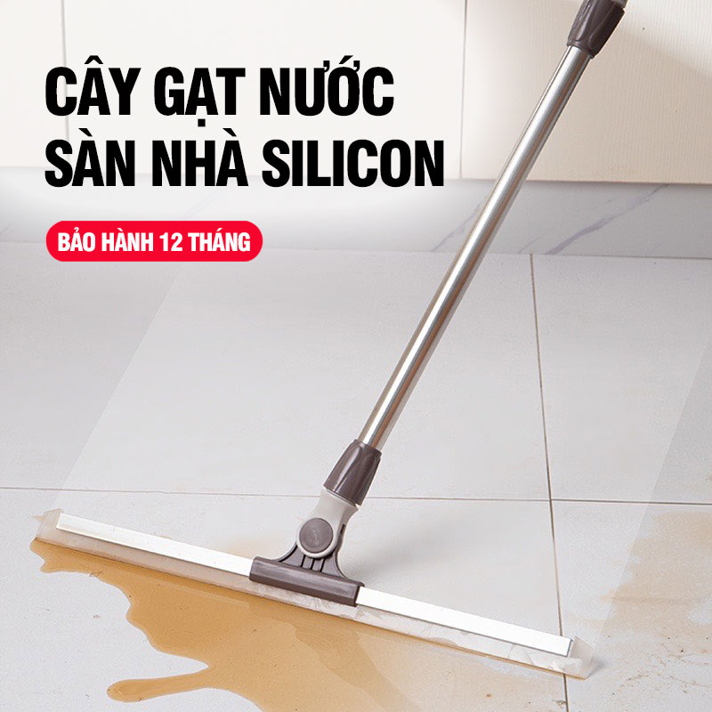 Cây gạt nước sàn nhà Kitimop-G35 chổi silicon quét nước nhà tắm, cây cào đẩy nước thông minh cán dài