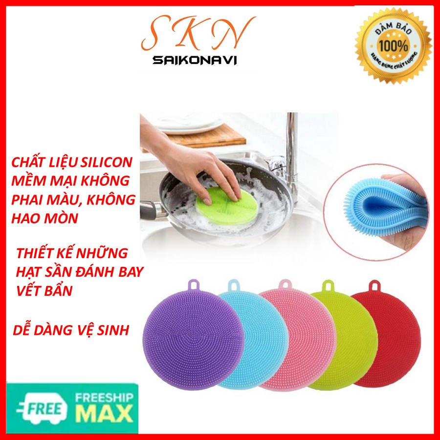 Miếng rửa bát chén đa năng silicon tiện lợi cho nhà bếp - miếng rửa chén bát xoong nồi silicon có lỗ treo