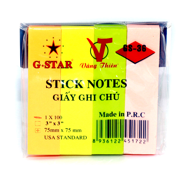 Combo 2 xấp giấy note 3x3 4 màu gstar