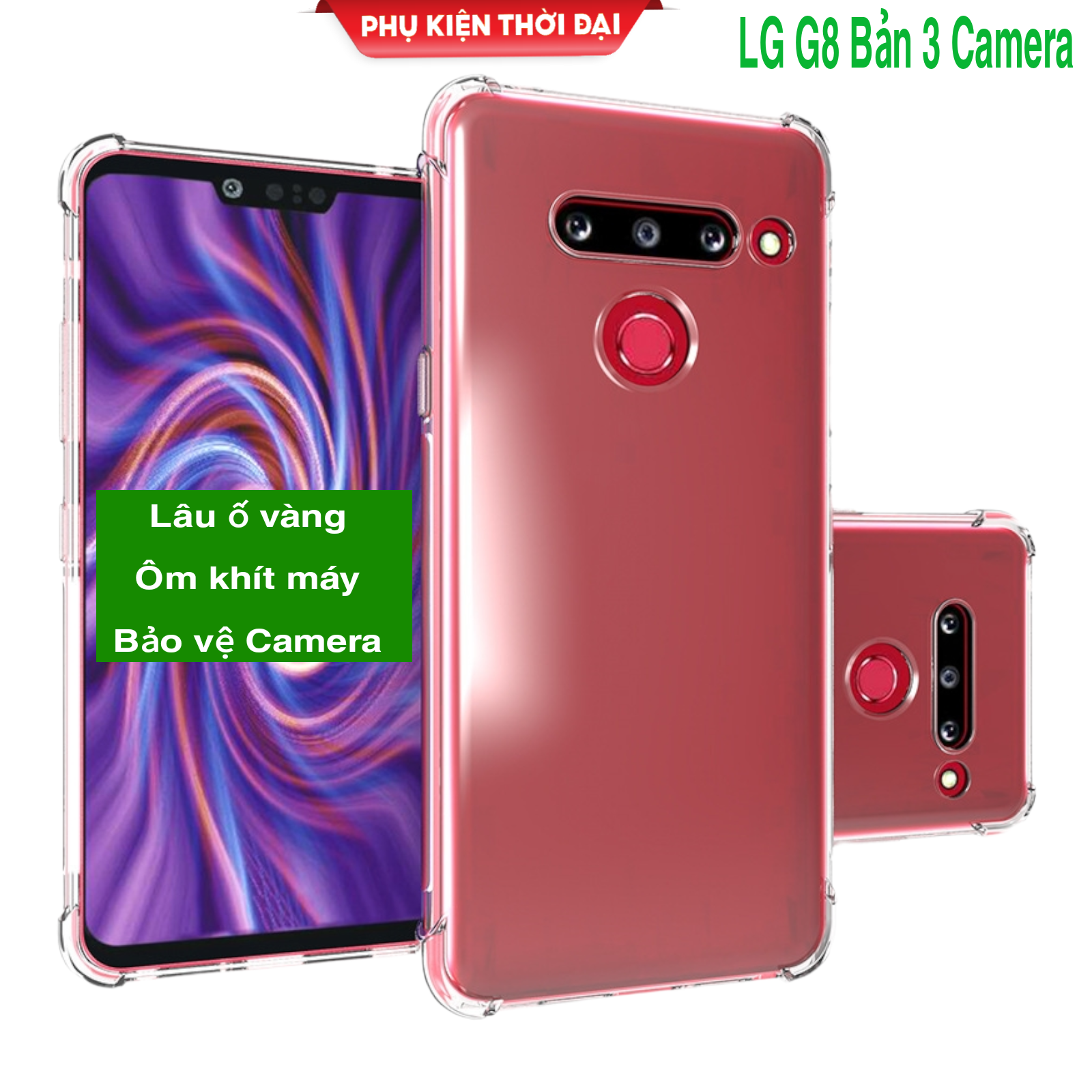 Ốp lưng LG G8 bản 3 camera dẻo trong suốt lồi 4 góc chống sốc hạn chế ố vàng