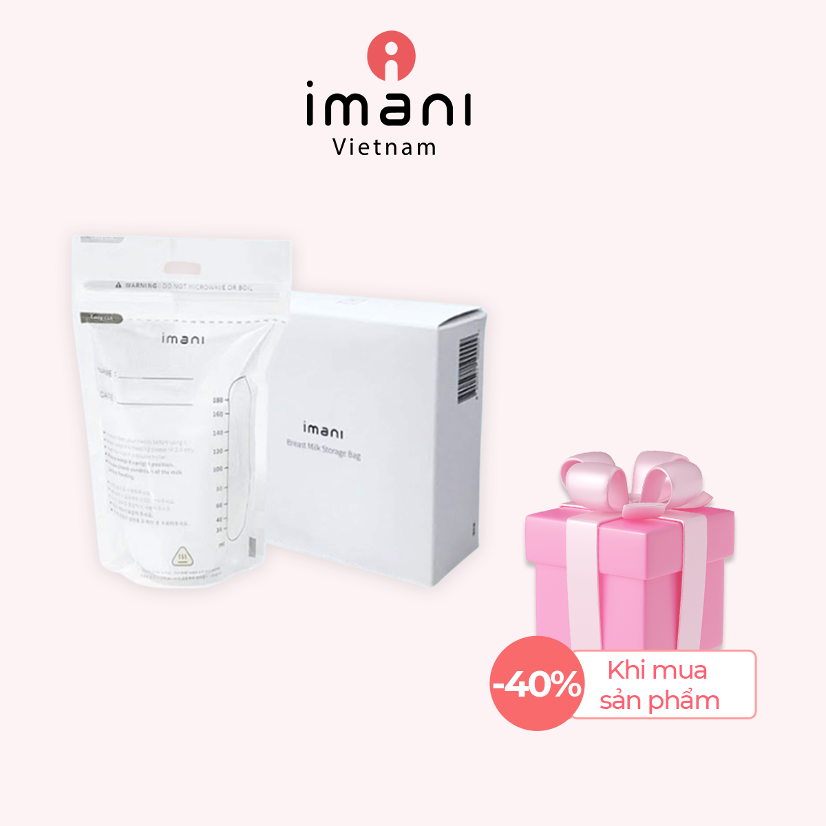 Túi trữ sữa Imani túi zip trữ sữa chất liệu PET/PE không chứa BPA an toàn tuyệt đối